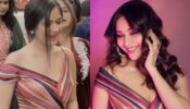 Fashion Battle: Jannat Zubair Or Madhuri Dixit; Whose Style In Multi Color Gown Draped As Saree Is Better?