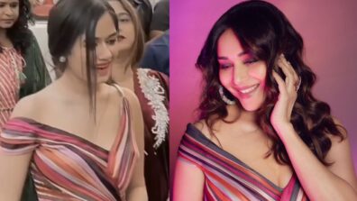 Fashion Battle: Jannat Zubair Or Madhuri Dixit; Whose Style In Multi Color Gown Draped As Saree Is Better?