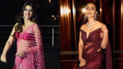 Fashion Battle: Kriti Sanon In Pink Or Patralekhaa In Maroon: Whose Is Soaring Temperature High In Sheer Sequin Striped Saree?