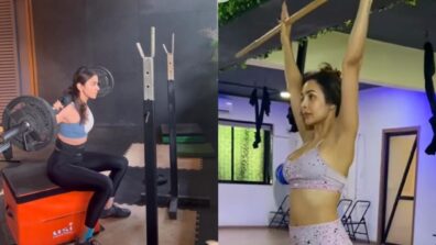 Fitness Queens: Rakul Preet Singh trains hard in blue bralette and black trousers, Malaika Arora does yoga in lavender yoga suit