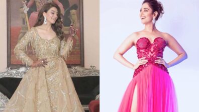 Hansika Motwani In Nude Long Shimmery Gown Or Tamannaah Bhatia In Bold Pink Chic Gown: Who Is Your Glam Event Inspiration?