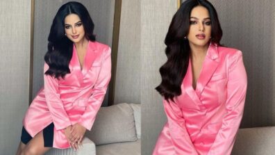 Harnaaz Kaur Sandhu Looks Classy And Sassy In Her Pink Blazer Dress