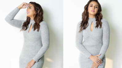 Huma Qureshi Looks Hot In Grey Bodycon Outfit