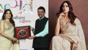 Janhvi Kapoor Looks Magnificent In Beige Embellished Chikankari Saree For Award Function Look