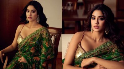 Janhvi Kapoor prompts grace in abstract print green saree and sequinned blouse