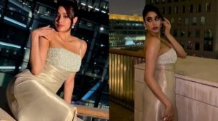 Janhvi Kapoor’s sequinned high-thigh slit white gown echoes glamour