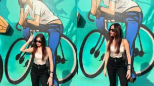 Jannat Zubair Rahmani is exploring Kite Beach in Jumeirah, Dubai, looks classy in strapless top and trousers with sunglasses