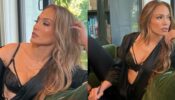 Jennifer Lopez gets comfy in chic black lace bralette and sheer pantsuit