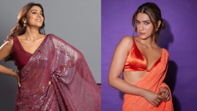 Kriti Sanon In Tangerine Sequins Saree And Shriya Saran In Magenta Pink Saree Are Soaring Temperature; Yay Or Nah?