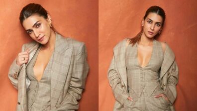 Kriti Sanon Looks Classy In Plaided Pantsuit, Giving Hottest Poses