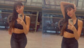 Lagdi Lahore Diyann: Nora Fatehi snaps herself during dance rehearsal, looks sizzling in black bralette and shorts