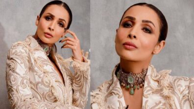 Malaika Arora Looks Classy And Fierce In Off-white Embroidered Pantsuit