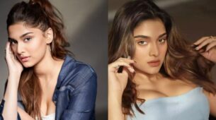 Marathi actress Saiee Manjrekar looks glamorous in denim shirt and white bralette, see pics