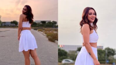 Mimi Chakraborty Looks Divine And Alluring In White Crop Top And Mini Skirt