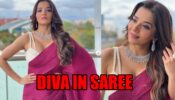 Desi Beauty: Monalisa looks super hot in purple saree, fans love it