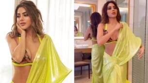 Nikki Tamboli and her boldest deep-neck, plunging neckline blouse designs that made us go gaga