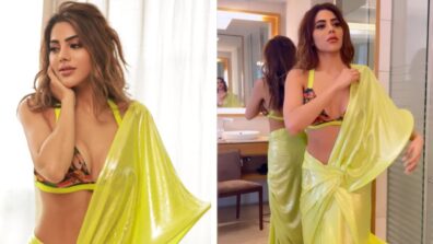 Nikki Tamboli and her boldest deep-neck, plunging neckline blouse designs that made us go gaga