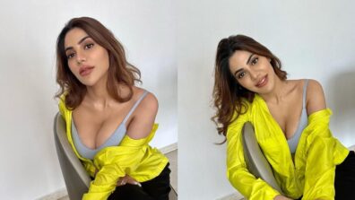 Nikki Tamboli is beauty from heaven in this saucy camisole and neon yellow shirt