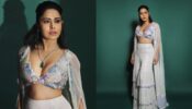 Nushrratt Bharuccha Looks Divine In Her White Layered Skirt With Sequin Bralette And A Cape Jacket 