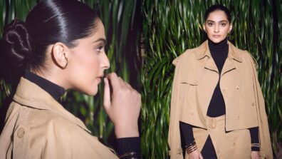 OMG Sonam Kapoor Gives Us Winter Vibes In Black Turtle Neck Top With Black Pant, A Brown Jacket And A Skirt