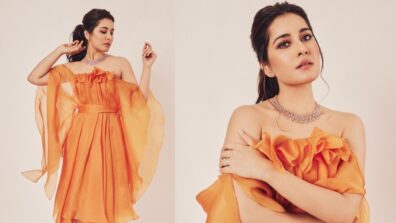 Quite a “Santra”: Raashii Khanna gets saucy in orange ruffled mini dress