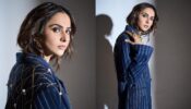 Rakul Preet Singh is sensuality personified in shirtless blue striped pantsuit
