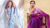 Rashami Desai In Dreamy White And Blue Printed Saree Or Tejasswi Prakash In Purple See-Through Organza Saree; Whose Style Bewitched Fans?