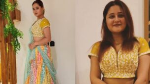 Rashami Desai is rainbow beauty in sheer multicoloured embroidered lehenga