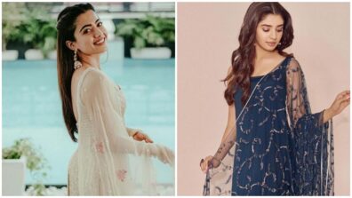 Rashmika Mandanna In White Sequin Or Krithi Shetty In Navy Blue Plain: Who Is Sight To Behold In Salwar Suit?