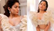 Rashmika Mandanna Looks Glamorous In A White Ruffled Sleeves Outfit