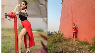 Sara Ali Khan is queen ‘Lady Bug’ in black one-shoulder embellished top and high-thigh slit red skirt