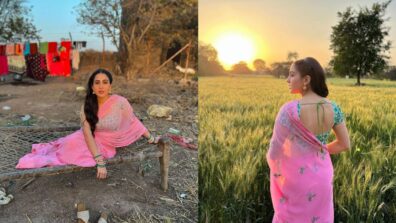 Sara Ali Khan slips into ultimate ‘desi’-ness in pink saree on movie sets, see pics