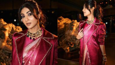 Shilpa Shetty is ‘traditionally unconventional’ in her luxe pink beaded trench coat on floral saree, see pics