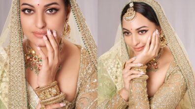 Sonakshi Sinha is in ‘bride’s dilemma’, her applique golden lehenga adds in the zeal