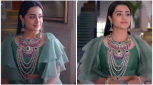 South beauty Trisha Krishnan is royal queen in heavy jewellery
