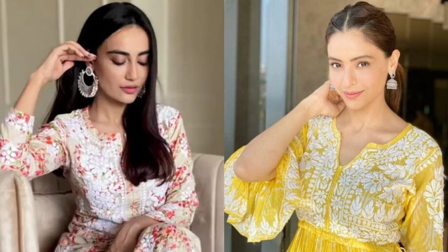 Surbhi Jyoti To Aamna Sharif: Beautiful Actresses In Attractive And Soothing Chikankari Salwar Kameez Styles 722266