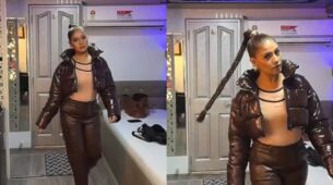 Swagger: Sunidhi Chauhan looks ultra-chic in leather down crop jacket and black pants