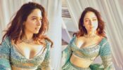 Tamannaah Bhatia Looks Drop-dead Gorgeous In Falguni Shane Peacock Designed Green Embellished Lehenga 