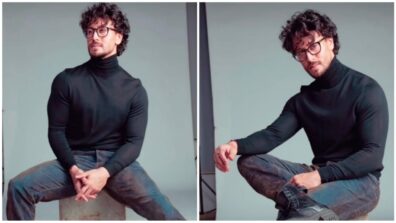 Tiger Shroff is the perfect nerdy hottie in town, decks up in black body-skimming t-shirt and pants