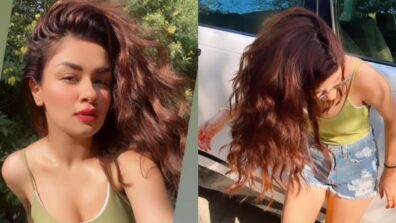 Uff Haye Garmi: Avneet Kaur burns internet in deep-neck top and denim shorts, see sizzling red lipstick shade