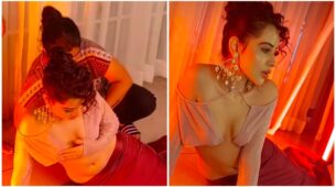 Urfi Javed Goes Bold Wearing A Shimmery Bralette Top And Maroon Satin Skirt Flaunting Midriff