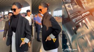 Watch: Deepika Padukone jets off from airport in all-black outfit, set to join Hrithik Roshan for ‘Fighter’ shoot