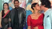 Watch: Kajol-Ajay Devgn twin in black, Shriya Saran gives romantic kiss to husband at Drishyam 2 screening