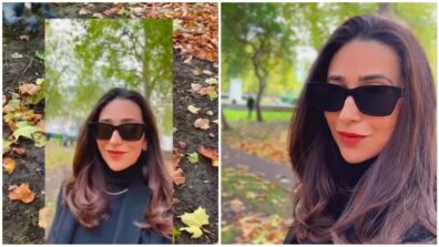 Watch: Karisma Kapoor goes on Autumn windy trail in London, looks bossy in all black look