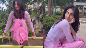 Watch: Palak Tiwari takes nature bath in baby pink salwar suit, says ‘I feel like squirrel’