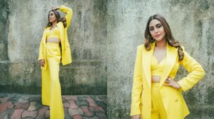 Yellow Fiery Elegant Pant Suit Look By Krystle D’souza