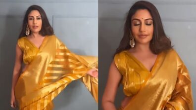 Surbhi Chandna glows in golden yellow silk saree, shares quintessential transition