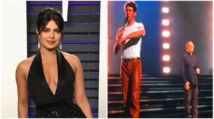 At the Jonas Brothers concert, Priyanka Chopra loudly applauds as Nick Jonas sings a song in her honor