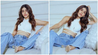 Alaya F’s couch moment in off-shoulder sleeveless top and denim will give you sleepless nights