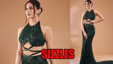 Amyra Dastur Shines And Sizzles In Bottle Green Bodycon Sequin Gown, Check Photos